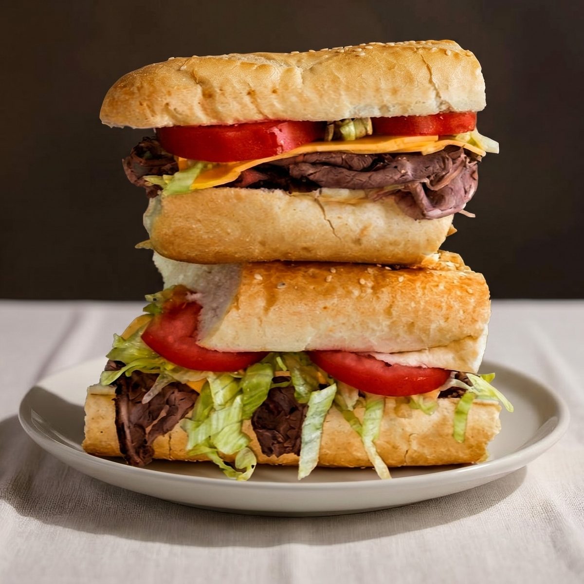 Roast Beef and American Cheese Hero Sandwich