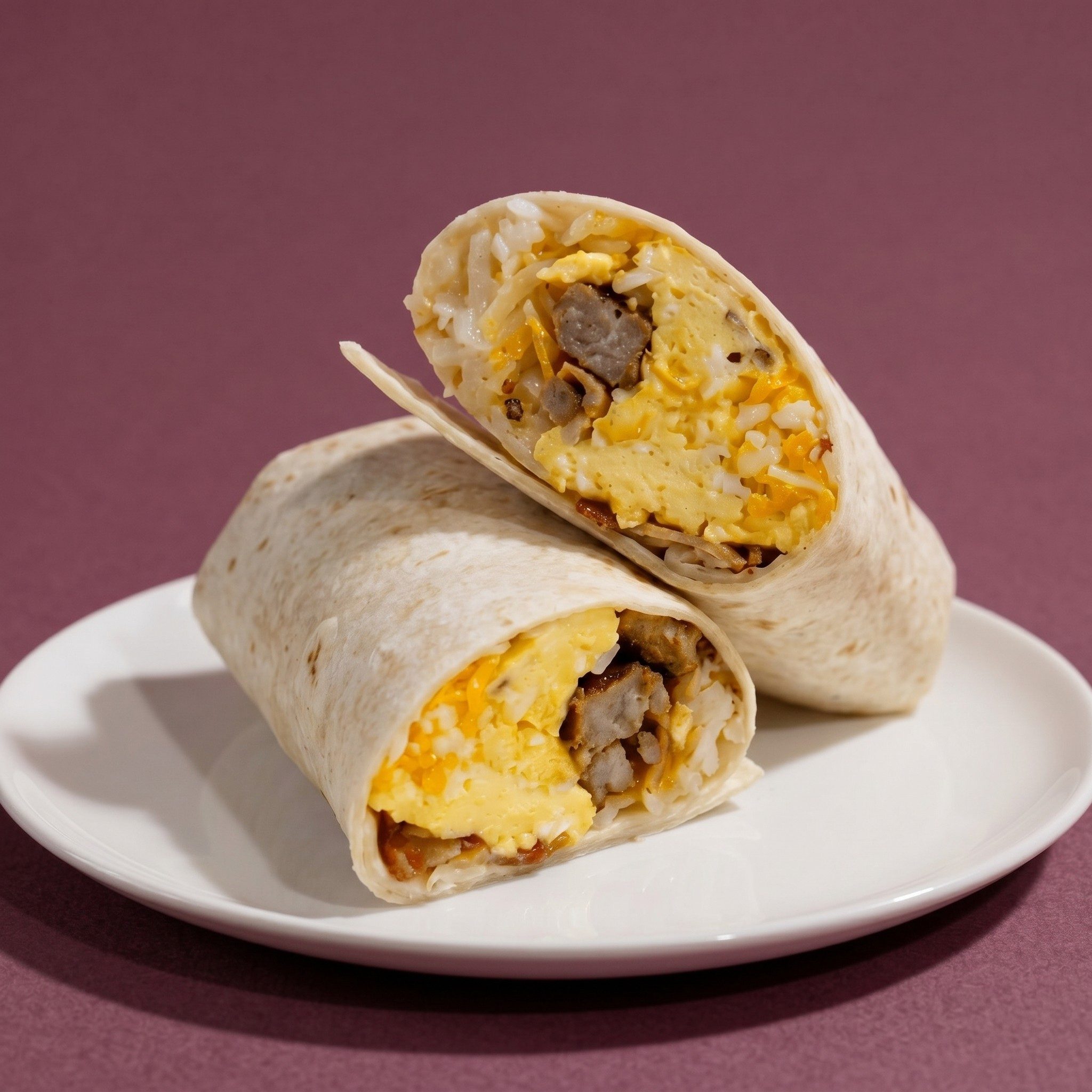 Sausage, Egg, and Mozzarella Burrito.