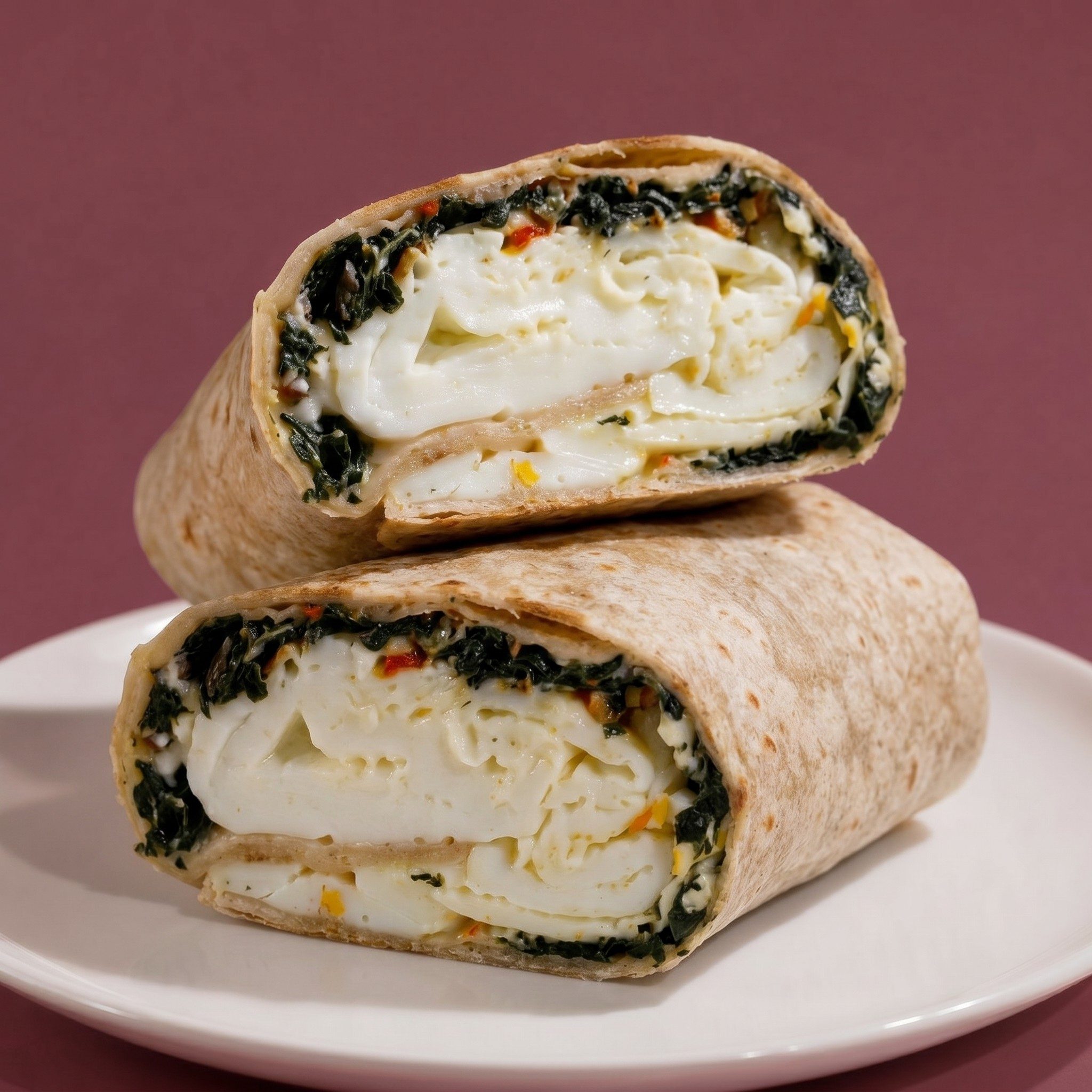 Spinach, Egg, and Feta Burrito.